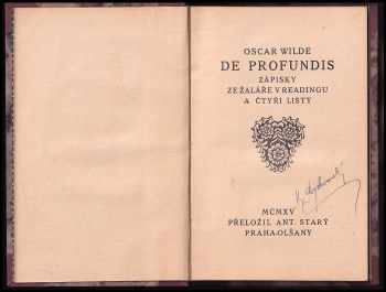 Oscar Wilde: De profundis
