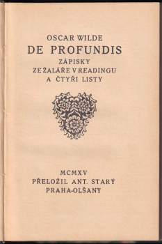Oscar Wilde: De profundis