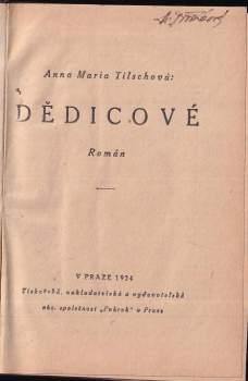 Anna Maria Tilschová: Dědicové