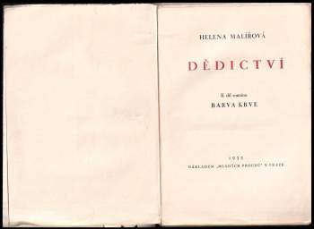 Helena Malířová: Dědictví