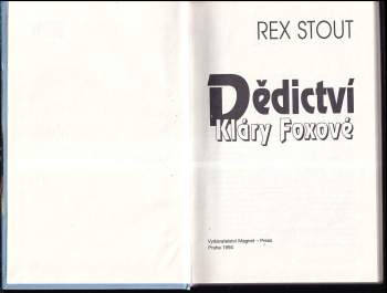 Rex Stout: Dědictví Kláry Foxové