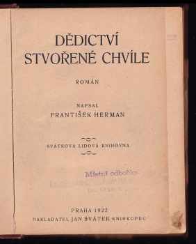 František Herman: Dědictví stvořené chvíle