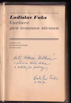 Ladislav Fuks: Variace pro temnou strunu