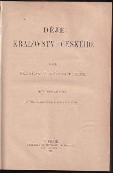 Václav Vladivoj Tomek: Děje království Českého