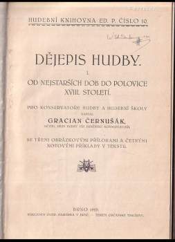 Gracian Černušák: Dějepis hudby