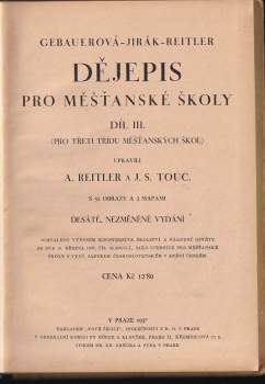 Marie Gebauerová: Dějepis pro měšťanské školy
