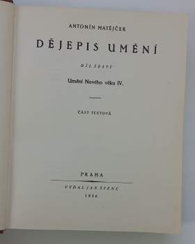 Antonín Matějček: Dějepis umění