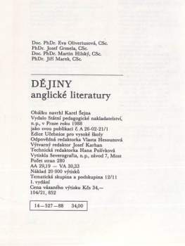 Martin Hilský: Dějiny anglické literatury