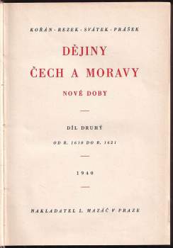 Josef Svátek: Dějiny Čech a Moravy nové doby
