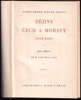 Josef Svátek: Dějiny Čech a Moravy nové doby