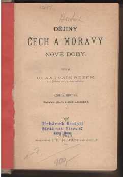 Antonín Rezek: Dějiny Čech a Moravy nové doby