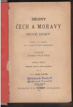 Antonín Rezek: Dějiny Čech a Moravy nové doby