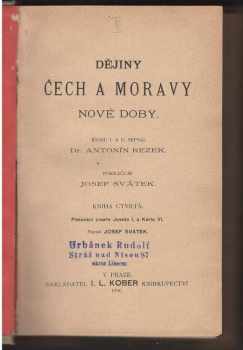 Antonín Rezek: Dějiny Čech a Moravy nové doby