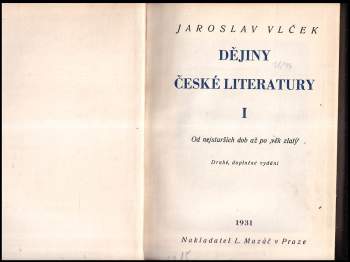Jaroslav Vlček: Dějiny české literatury