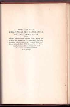 Josef Dobrovský: Dějiny české řeči a literatury v redakcích z roku 1791, 1792 a 1818 - VAZBA PRO PREZIDENTA T. G. MASARYKA