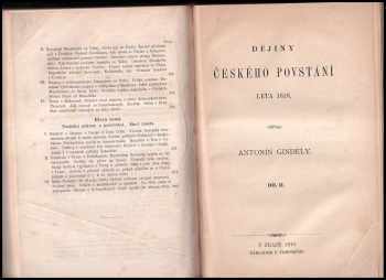 Antonín Gindely: Dějiny českého povstání léta 1618