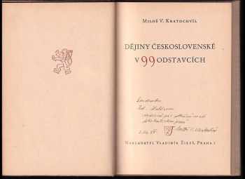 Miloš Václav Kratochvíl: Dějiny československé v 99 odstavcích PODPIS