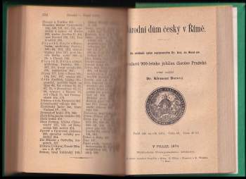 Klement Borový: Dějiny diecéze pražské; Národní dům český v Římě
