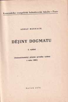 Adolf von Harnack: Dějiny dogmatu