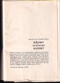 Gracian Černušák: Dějiny evropské hudby