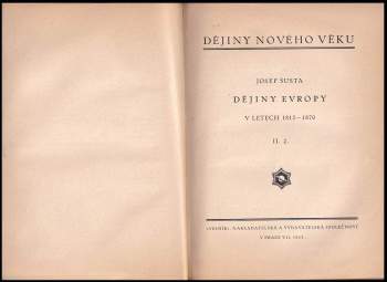 Josef Šusta: Dějiny Evropy v letech 1812-1870