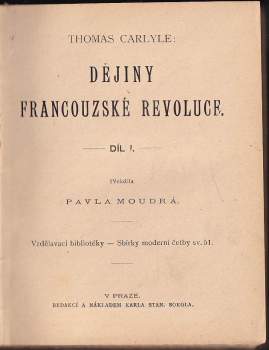 Thomas Carlyle: Dějiny francouzské revoluce