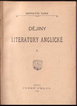Hippolyte Adolphe Taine: Dějiny literatury anglické
