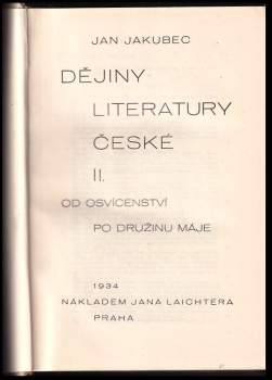 Jan Jakubec: Dějiny literatury české