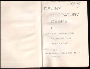 Jan Jakubec: Dějiny literatury české