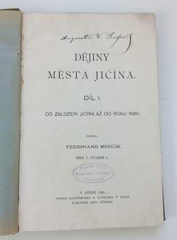 Ferdinand Menčík: Dějiny města Jičína