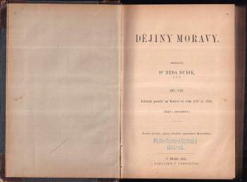 Beda Dudík: Dějiny Moravy