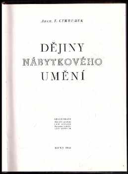 František Cimbůrek: Dějiny nábytkového umění  I. - III. svazek