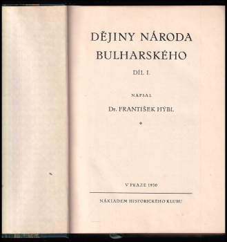 František Hýbl: Dějiny národa bulharského