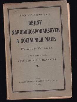 Vagar Fomič Totomianc: Dějiny národohospodářských a sociálních nauk