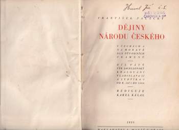 František Palacký: Dějiny národu českého