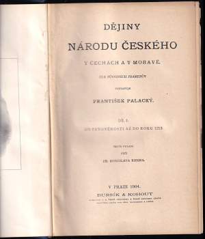 František Palacký: Dějiny národu českého v Čechách a v Moravě