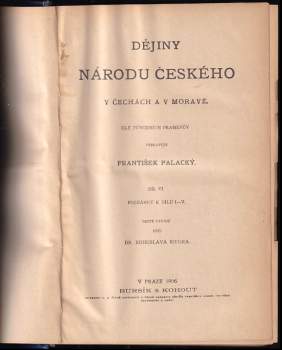 František Palacký: Dějiny národu českého v Čechách a v Moravě