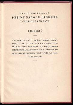 František Palacký: Dějiny národu českého v Čechách a v Moravě