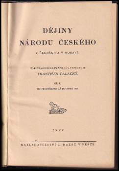 František Palacký: Dějiny národu českého v Čechách a v Moravě