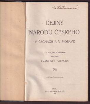 František Palacký: Dějiny národu českého v Čechách a v Moravě