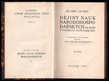 Charles Gide: Dějiny nauk národohospodářských od doby fysiokratů až po naše dny