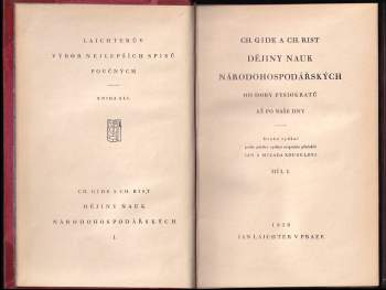 Charles Gide: Dějiny nauk národohospodářských od doby fysiokratů až po naše dny