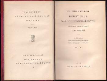 Charles Gide: Dějiny nauk národohospodářských od doby fysiokratů až po naše dny