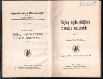 Bohumil Němec: Dějiny nejdůležitějších rostlin kulturních