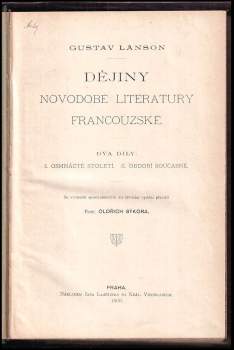 Gustave Lanson: Dějiny novodobé literatury francouzské