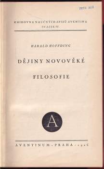 Harald Höffding: Dějiny novověké filosofie