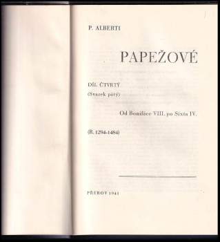 P Alberti: Dějiny papežů, díl čtvrtý (svazek pátý)