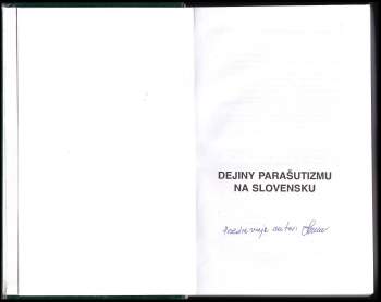 Emil Tencer: Dejiny parašutizmu na Slovensku, 1. - 2. díl,