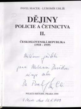 Pavel Macek: Dějiny policie a četnictva