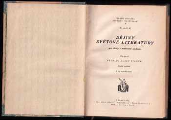Josef Staněk: Dějiny světové literatury